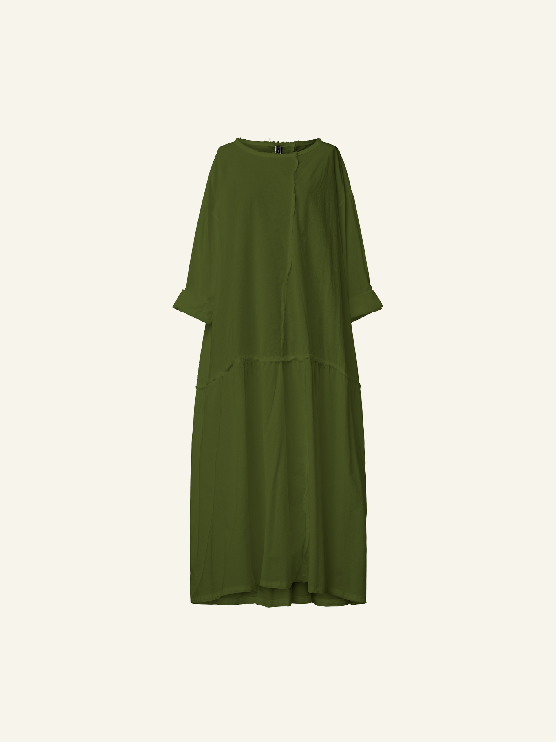 LONG POPLIN DRESS WITH RAW CUT SEAMS
