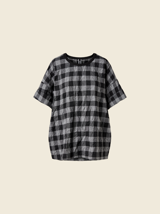 WIDE GRAY CHECKED T-SHIRT