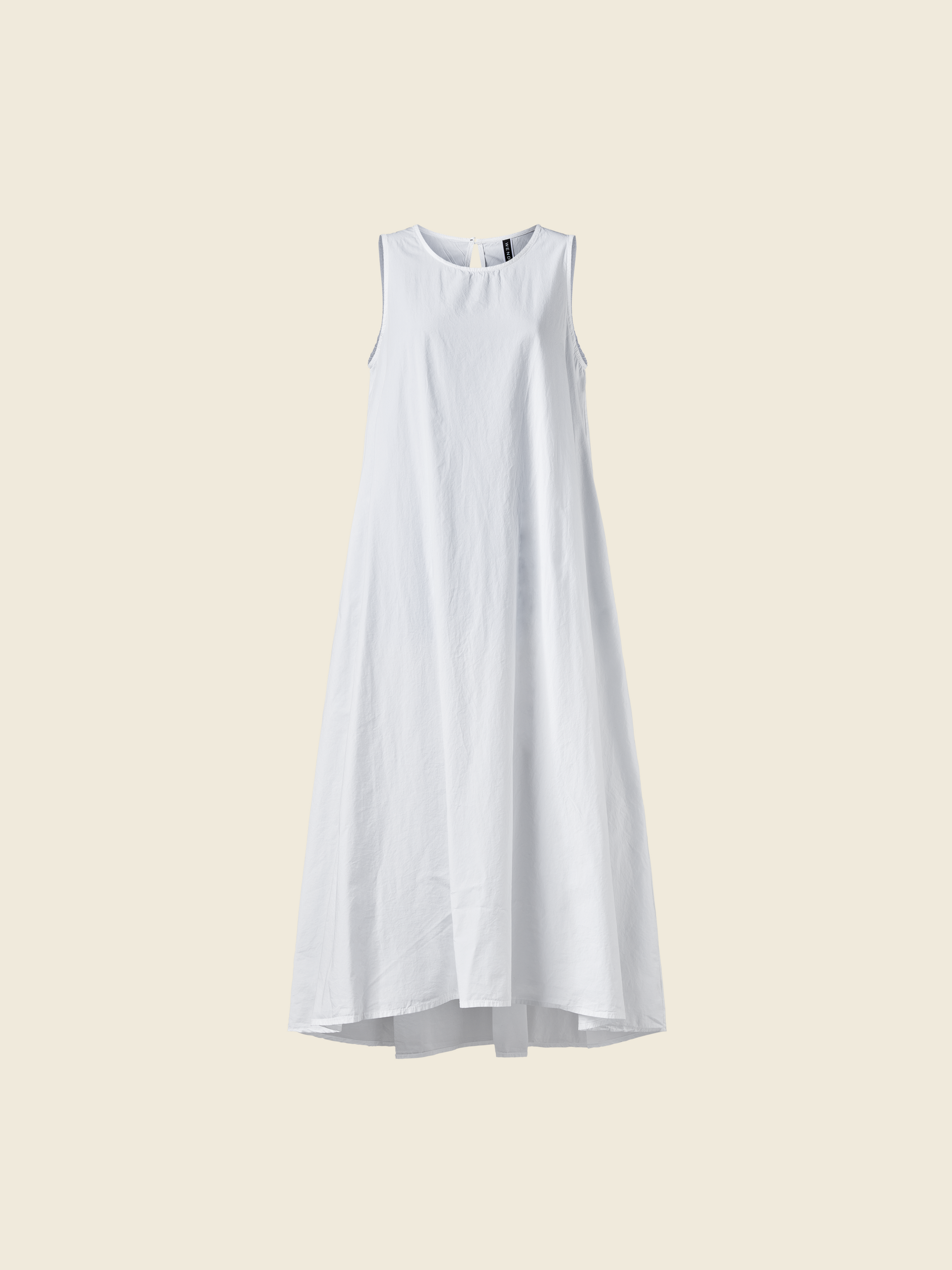 LONG SLEEVELESS DRESS IN POPLIN