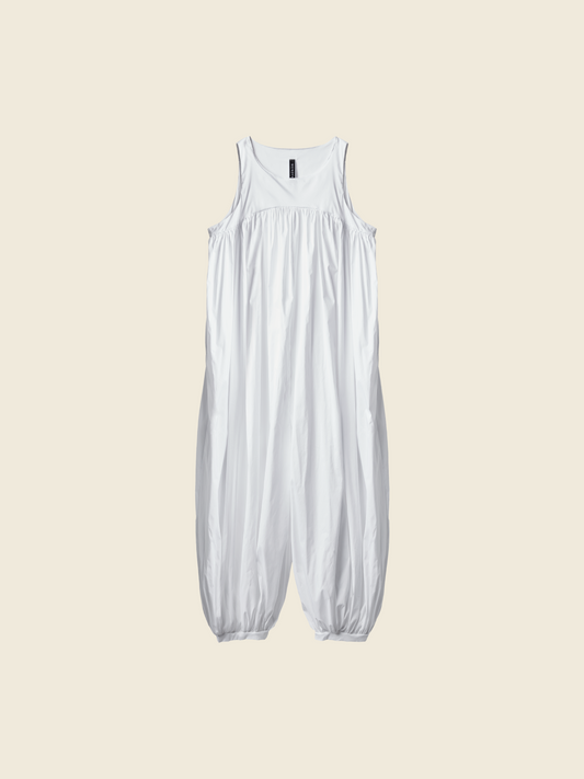 WIDE SLEEVELESS POPLIN JUMPSUIT