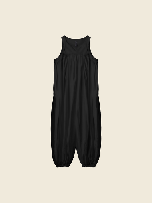 WIDE SLEEVELESS POPLIN JUMPSUIT