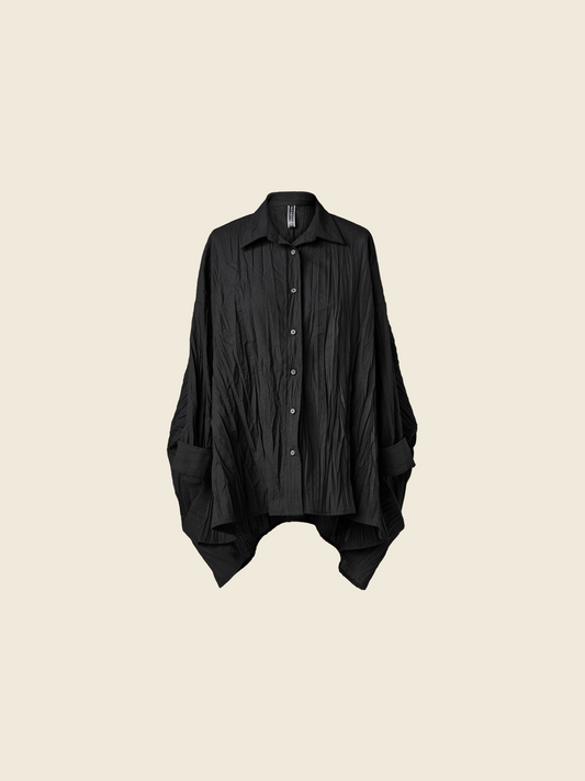 CAMICIA AMPIA IN TESSUTO EFFETTO STROPICCIATO