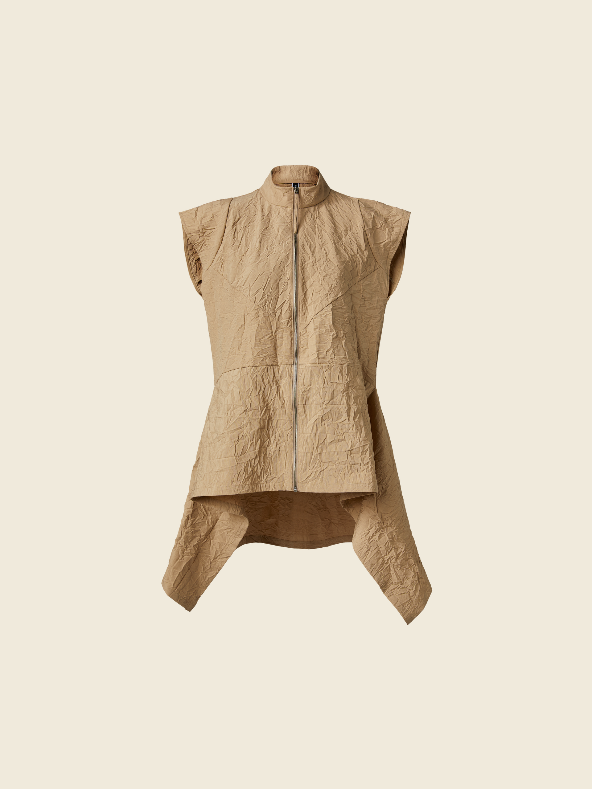 VEST WITH ZIP IN WRINKLED EFFECT FABRIC