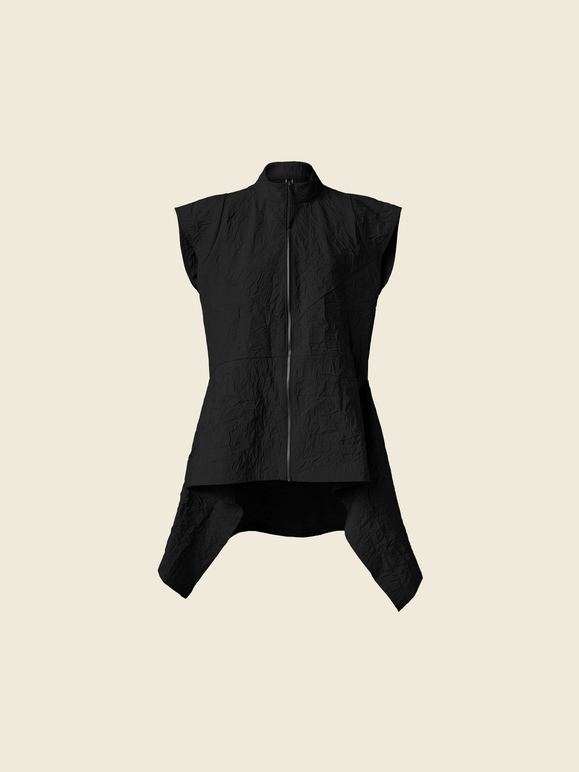 VEST WITH ZIP IN WRINKLED EFFECT FABRIC