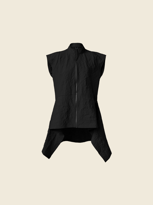 GILET CON ZIP IN TESSUTO EFFETTO STROPICCIATO