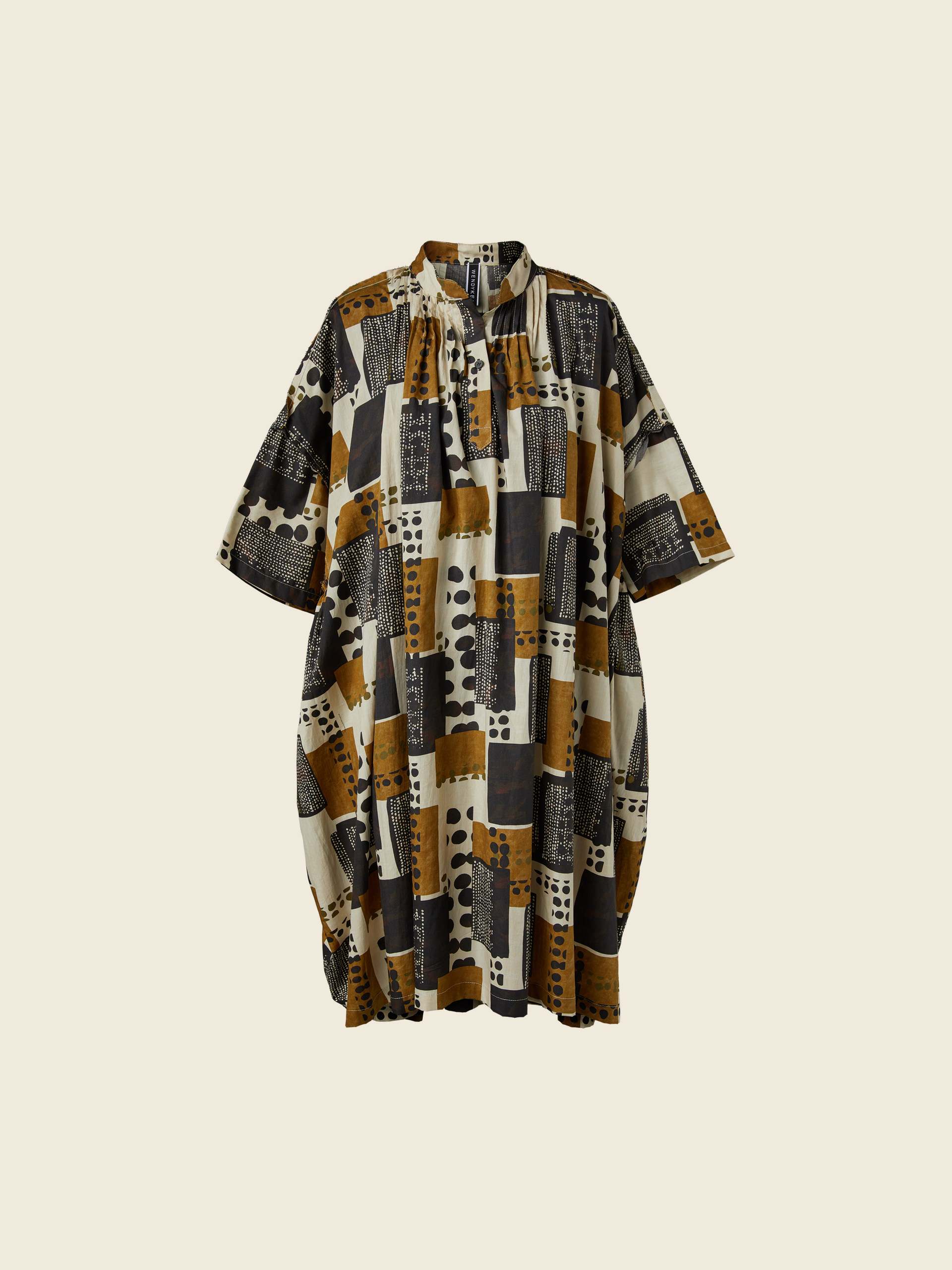 MAXI BLOUSE IN GEOMETRIC PATTERN FABRIC