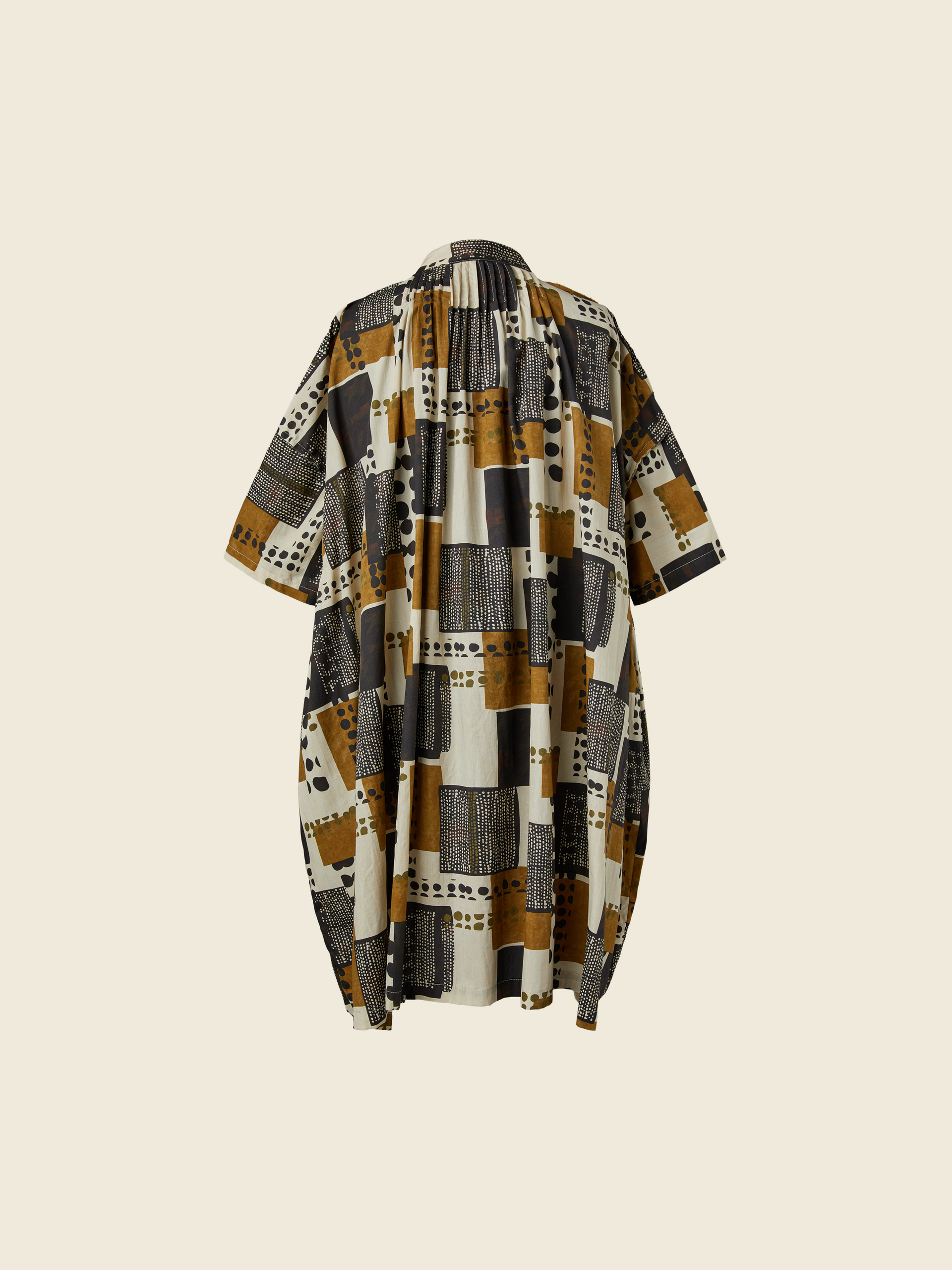 MAXI BLOUSE IN GEOMETRIC PATTERN FABRIC