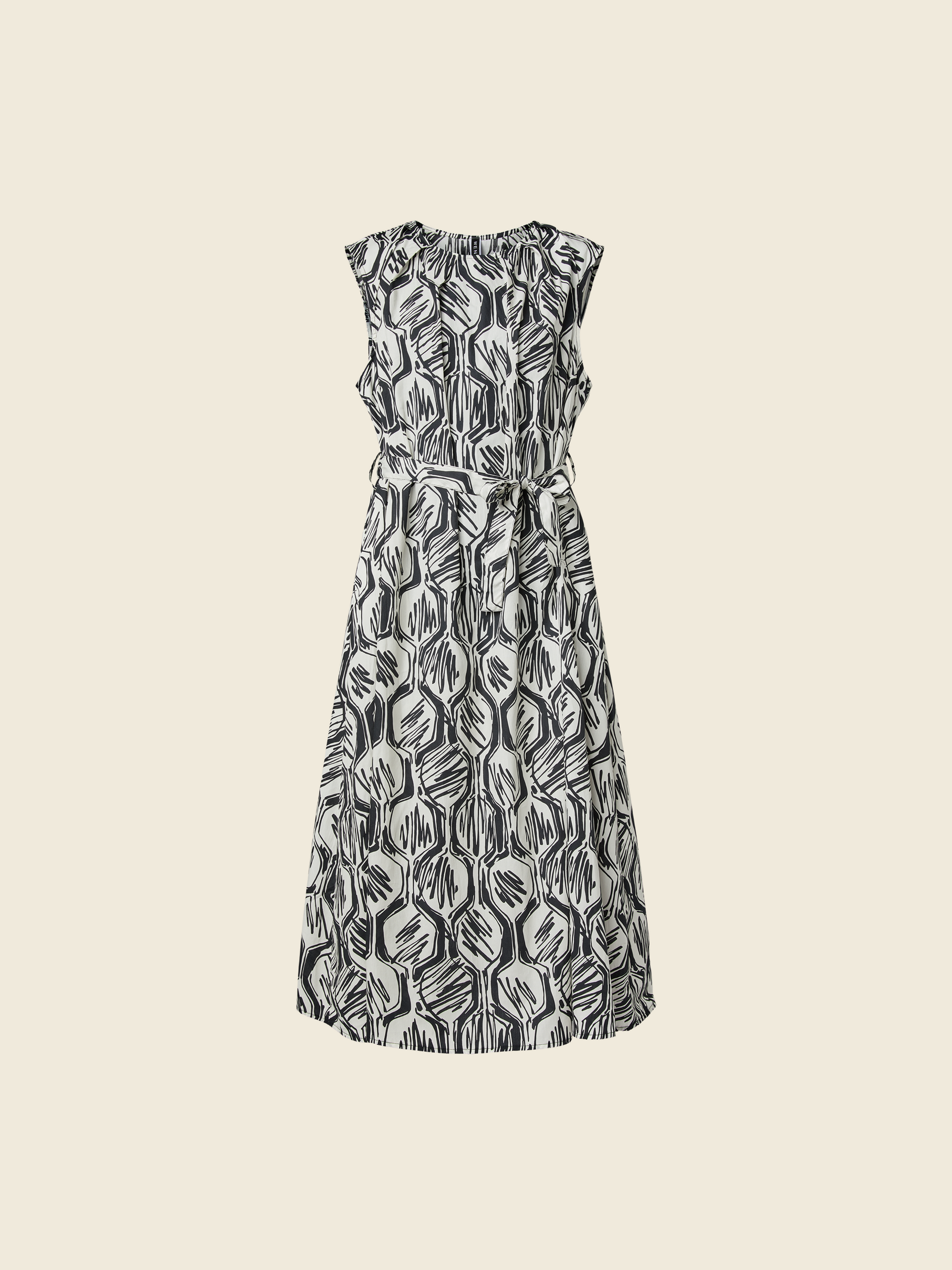 PRINTED DRESS WITH BELT