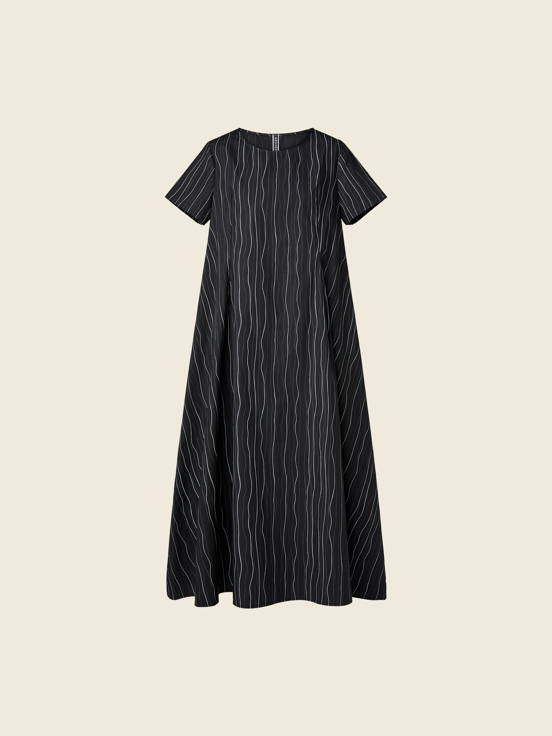 DRESS IN WAVY PINSTRIPES FABRIC