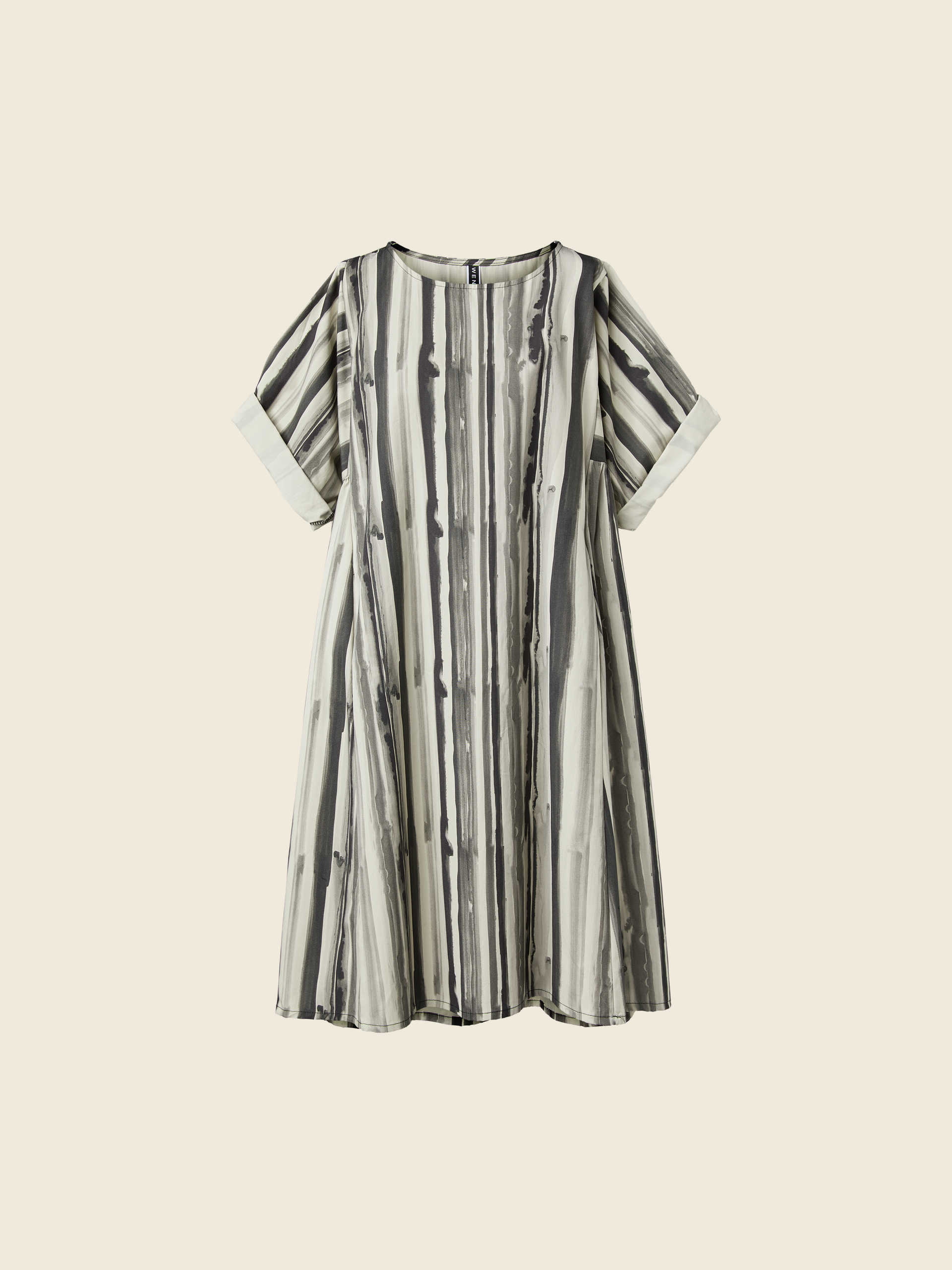 MIDI DRESS IN BRUSHSTROKE STRIPES PRINT