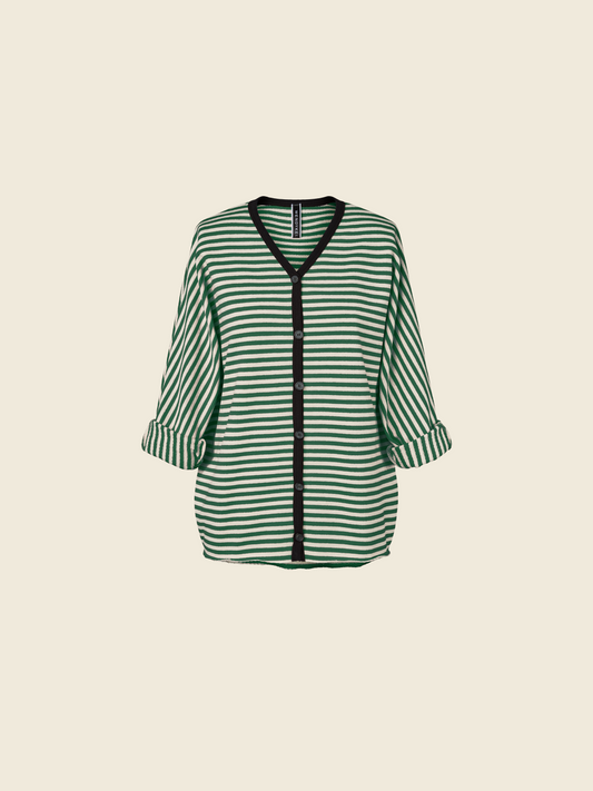 STRIPED CARDIGAN WITH V-NECK