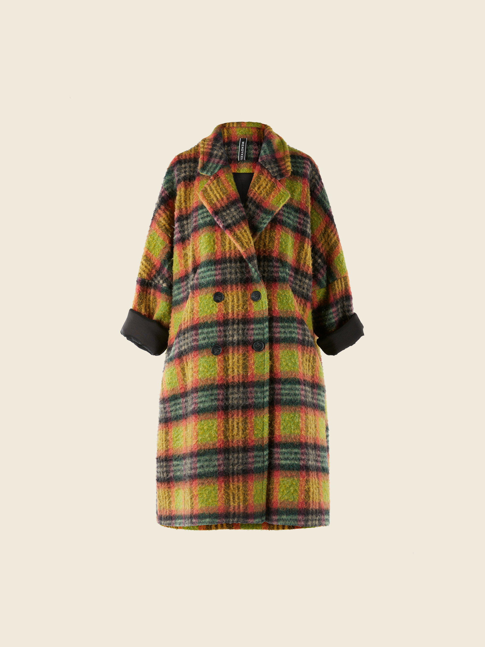 DOUBLE BREASTED WOOL TARTAN COAT