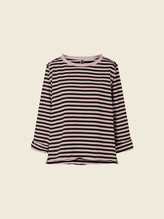 STRIPED T-SHIRT WITH RIB NECK