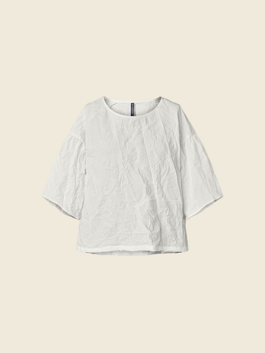 WRINKLED EFFECT T-SHIRT WITH BELL SLEEVES