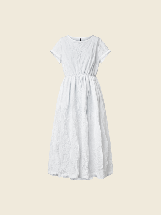 WRINKLED EFFECT DRESS WITH ELASTIC WAIST