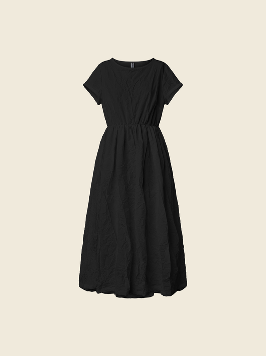 WRINKLED EFFECT DRESS WITH ELASTIC WAIST