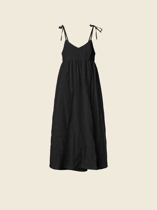 WRINKLED EFFECT DRESS WITH THIN SHOULDER STRAPS