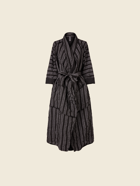 STRIPED DUSTER COAT WITH BELT
