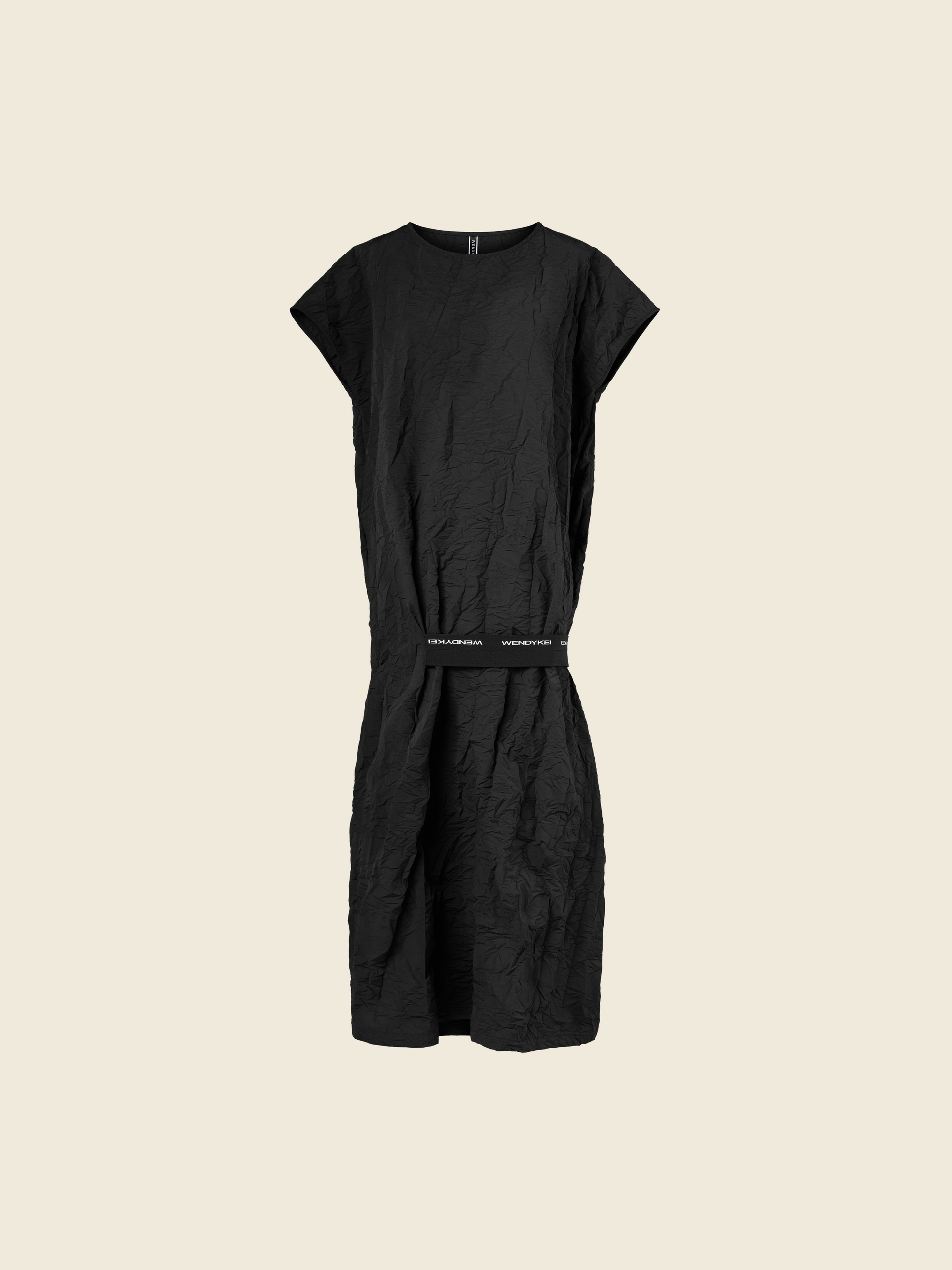 DRESS IN WRINKLED EFFECT FABRIC WITH ELASTIC BAND