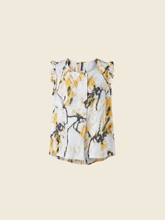 SLEEVELESS BLOUSE WITH YELLOW MARBLE PATTERN