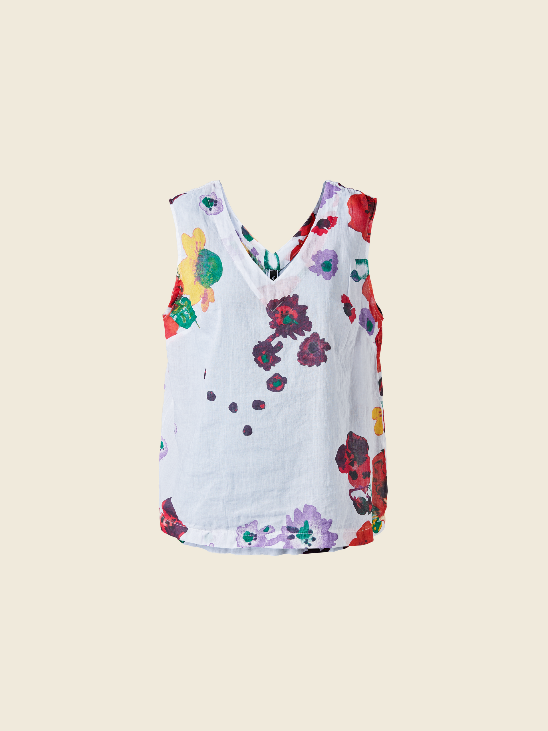 TANK TOP IN FLORAL RAMIE FABRIC