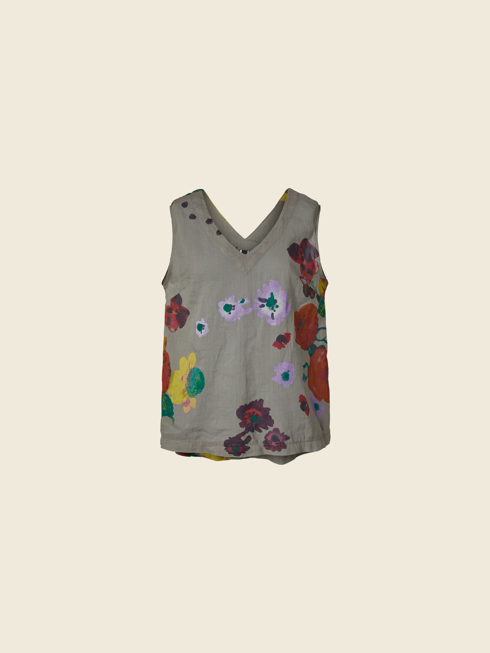 TANK TOP IN FLORAL RAMIE FABRIC