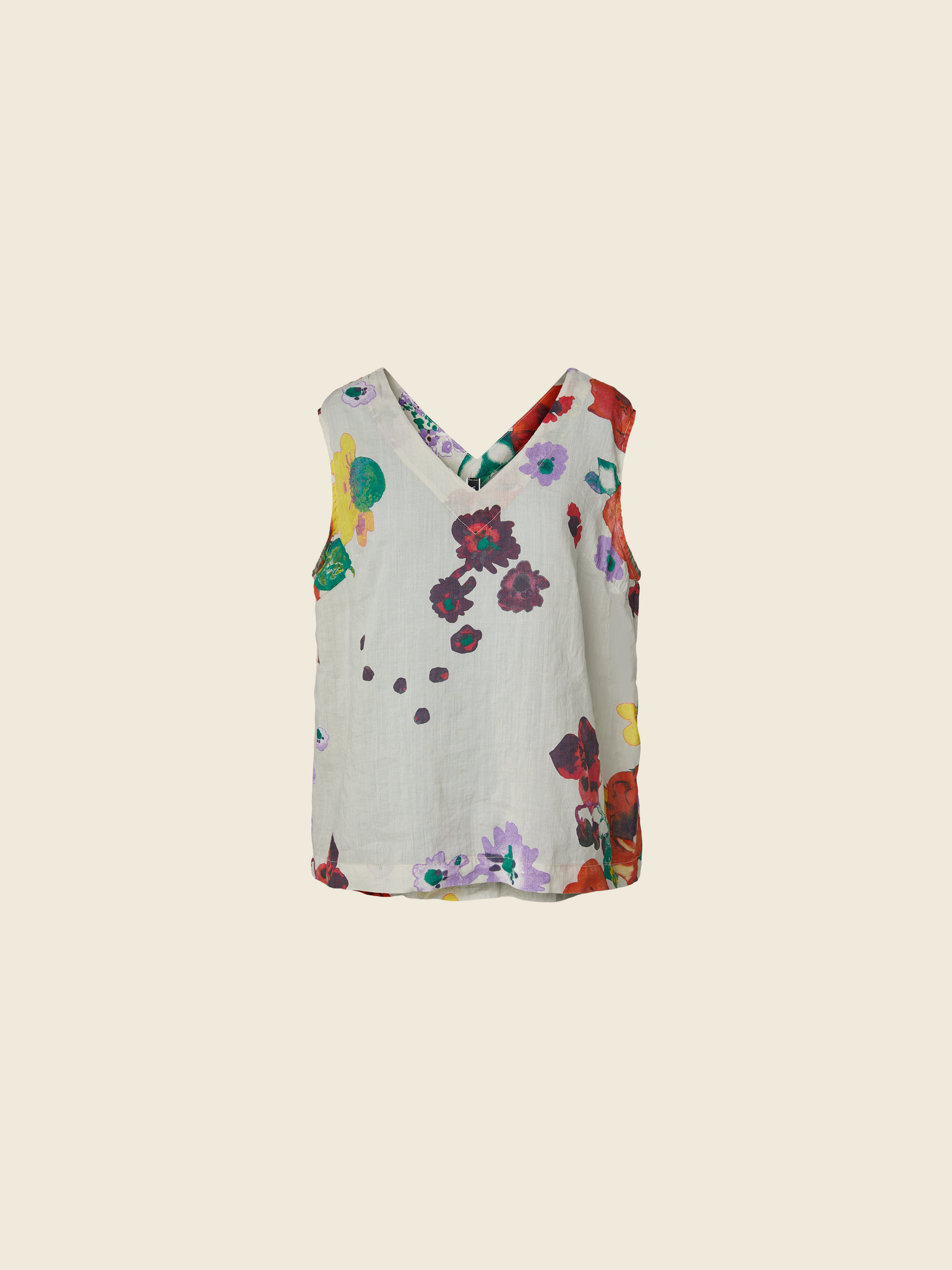 TANK TOP IN FLORAL RAMIE FABRIC