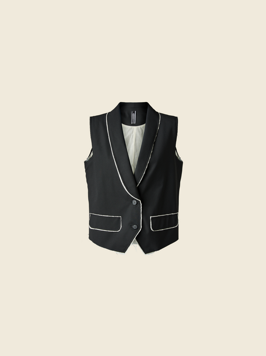 GILET CON INSERTI IN ECRU'