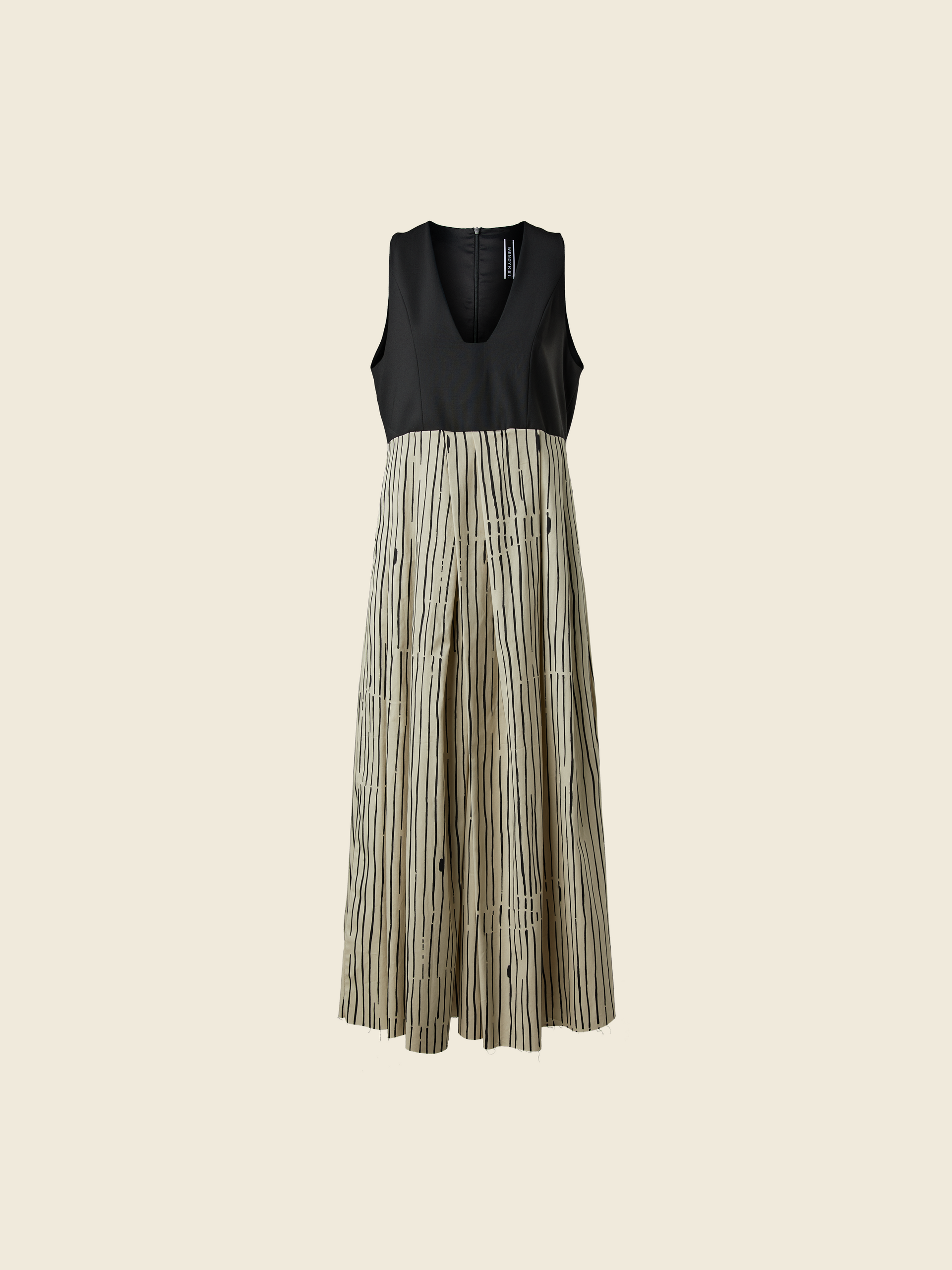 ELEGANT DRESS WITH STRIPED SKIRT