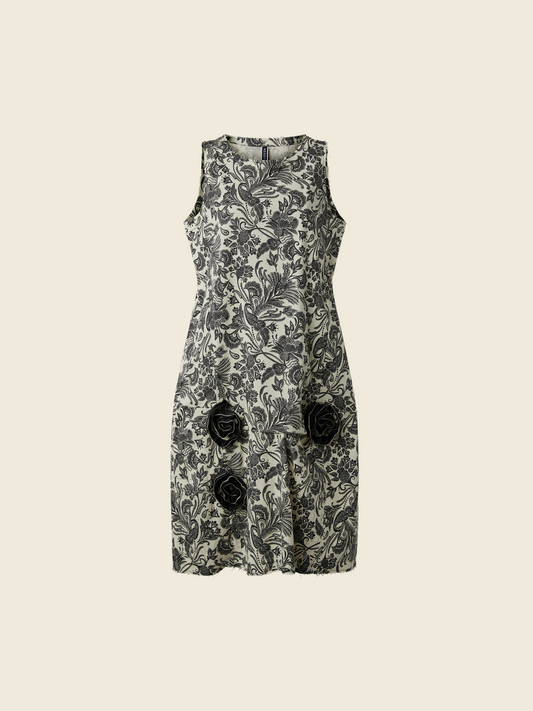 SLEEVELESS DRESS WITH ROSES APPLICATION