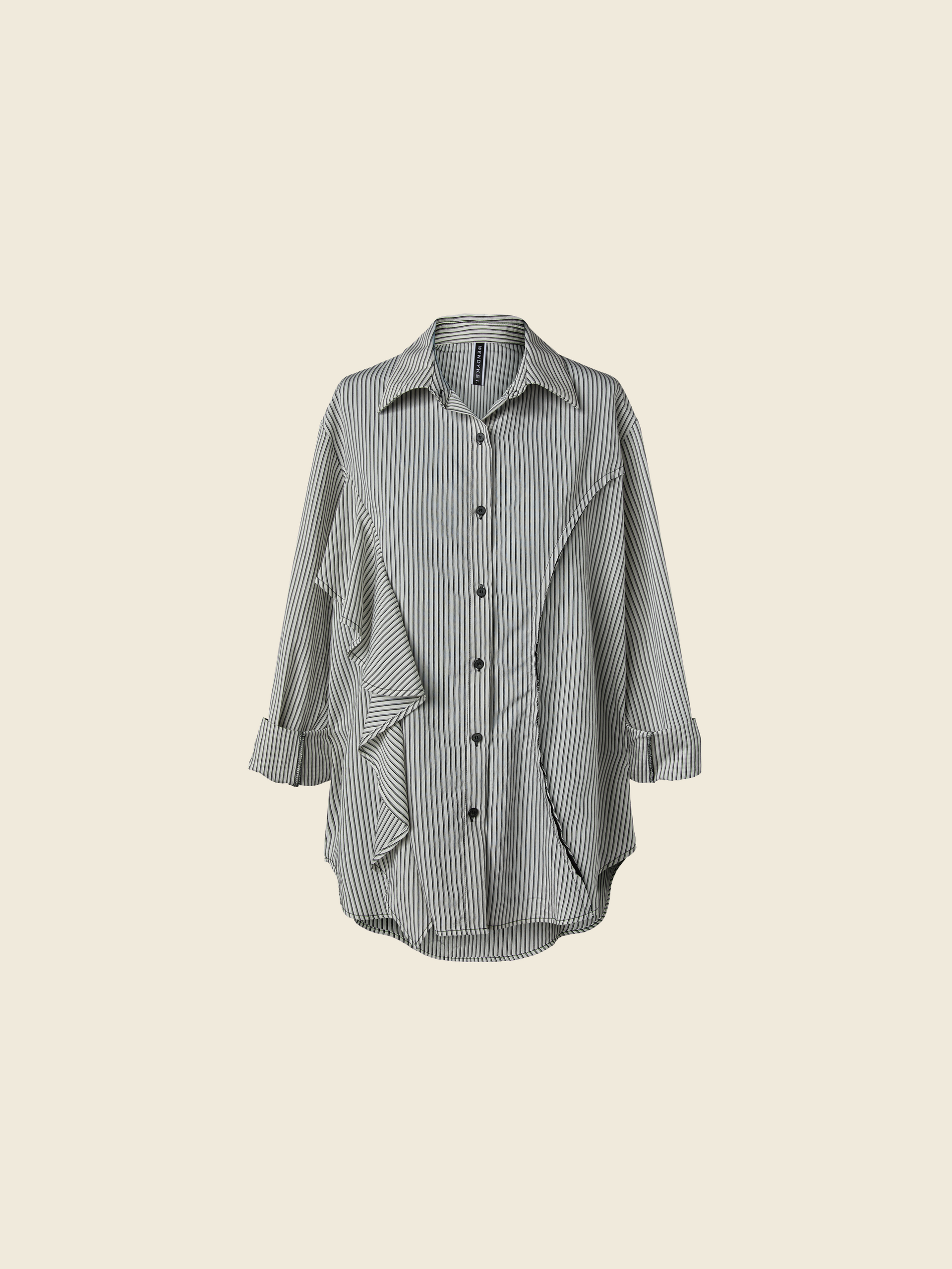 STRIPED SHIRT WITH VOLANT