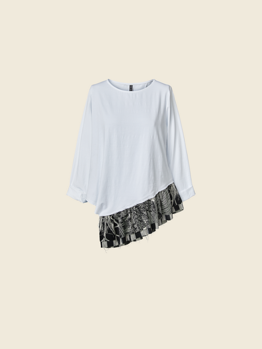 T-SHIRT WITH PATTERNED SIDE ROUCHE