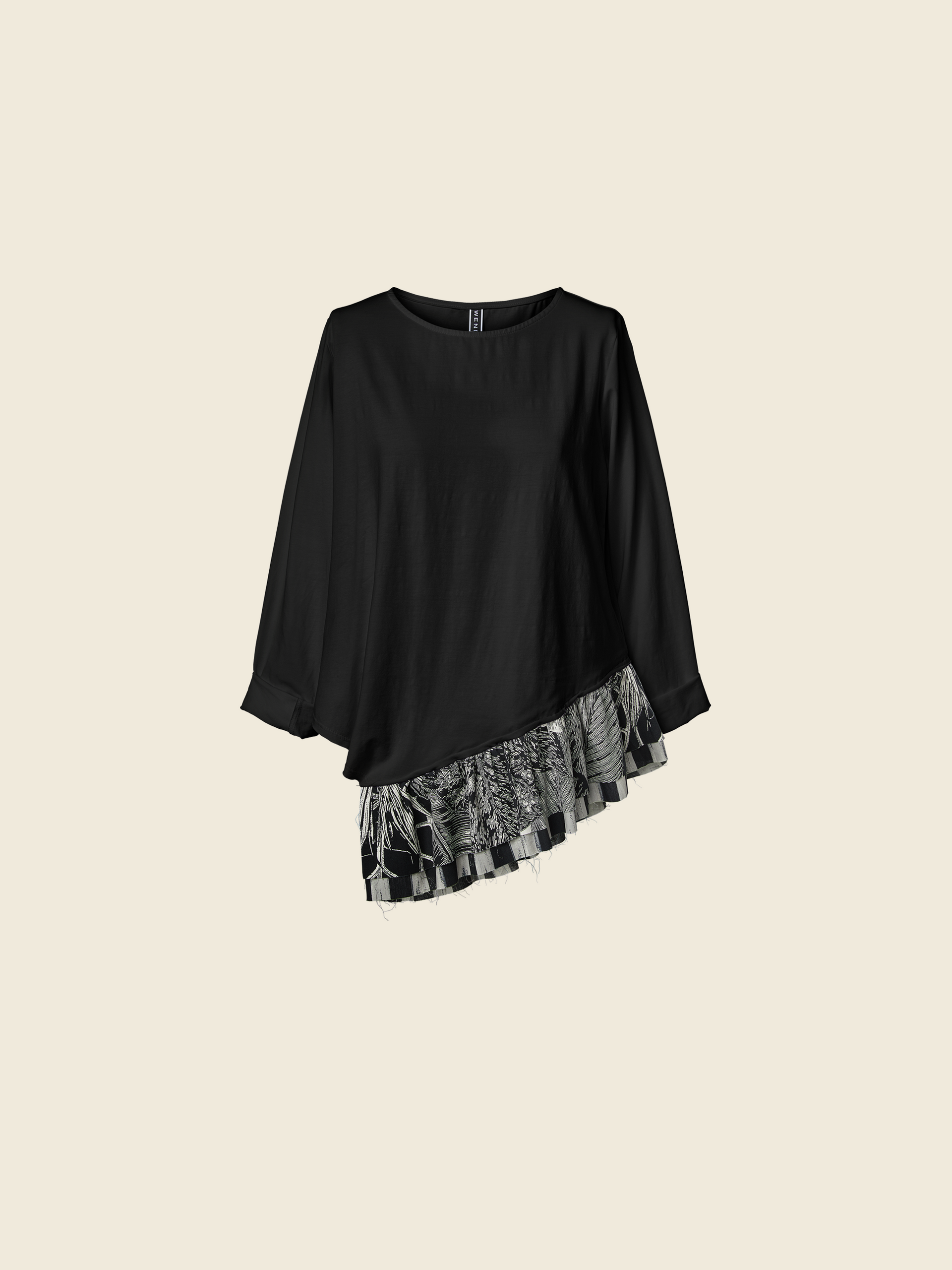 T-SHIRT WITH PATTERNED SIDE ROUCHE
