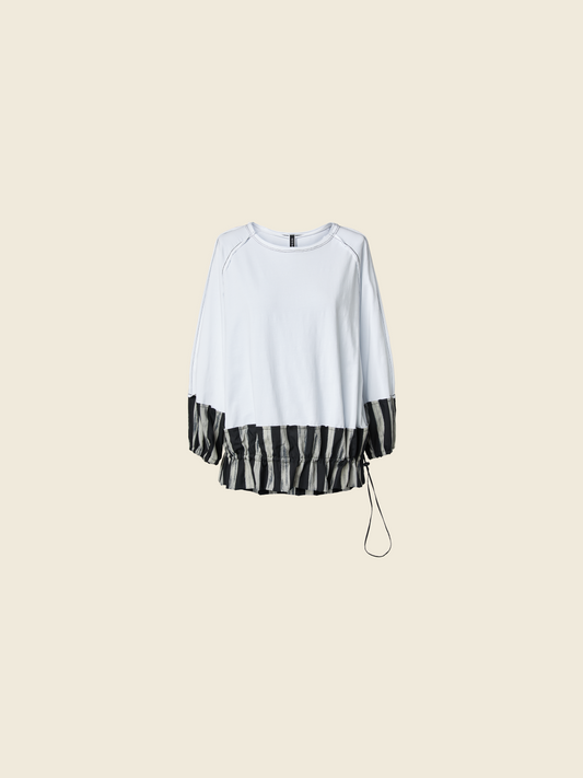 BLUSA IN JERSEY CON ORLI A RIGHE