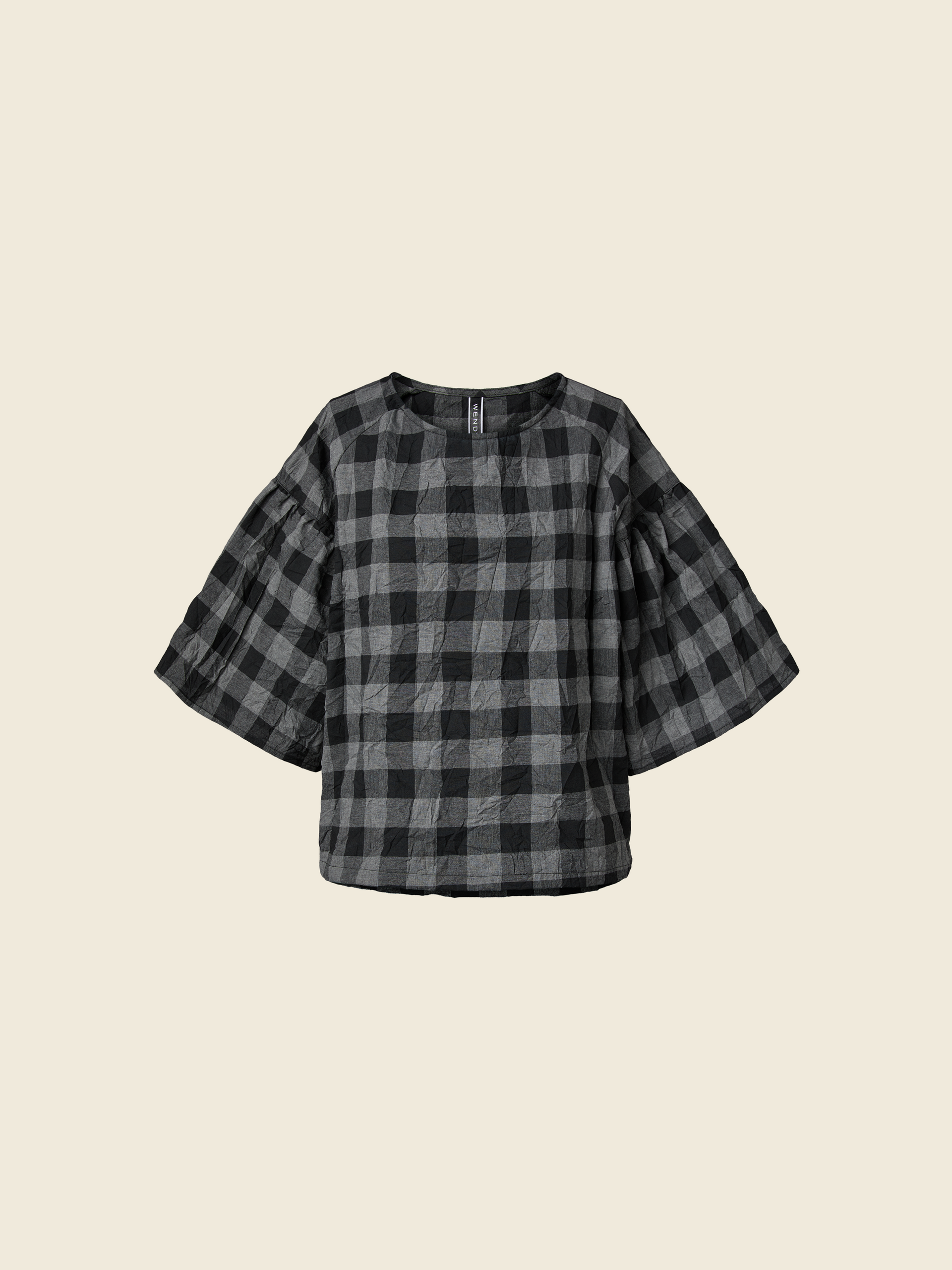 BELL SLEEVES CHECKED BLOUSE