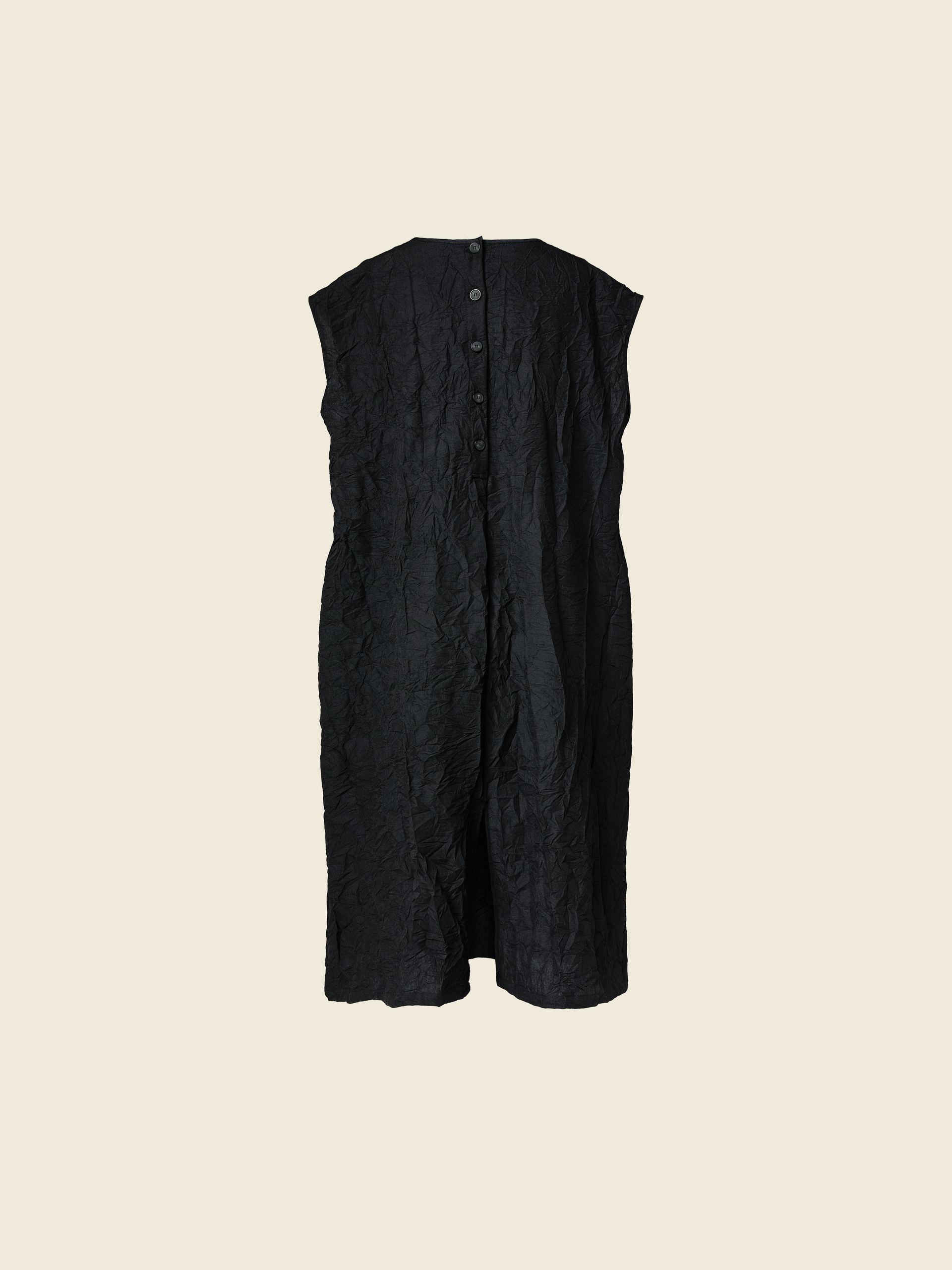 SLEEVELESS DRESS WITH BACK BUTTON CLOSURE