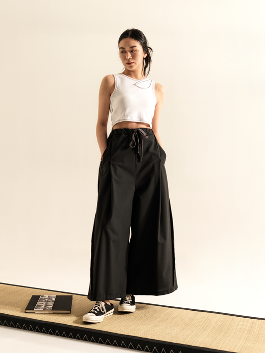 PALAZZO TROUSERS WITH SIDE ECRU PROFILES