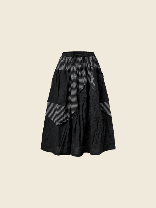 SKIRT WITH STRIPED PATCHWORK