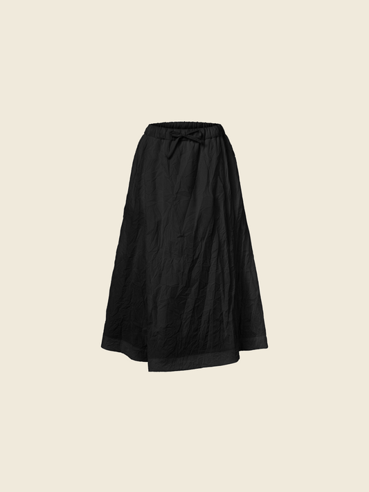 SKIRT WITH PLEAT ON THE FRONT AND BACK IN WRINKLED EFFECT FABRIC