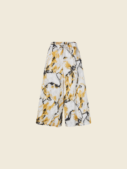WIDE PANTS WITH YELLOW MARBLE PATTERN