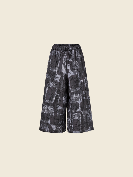 WIDE PANTS WITH GRAY ABSTRACT PATTERN