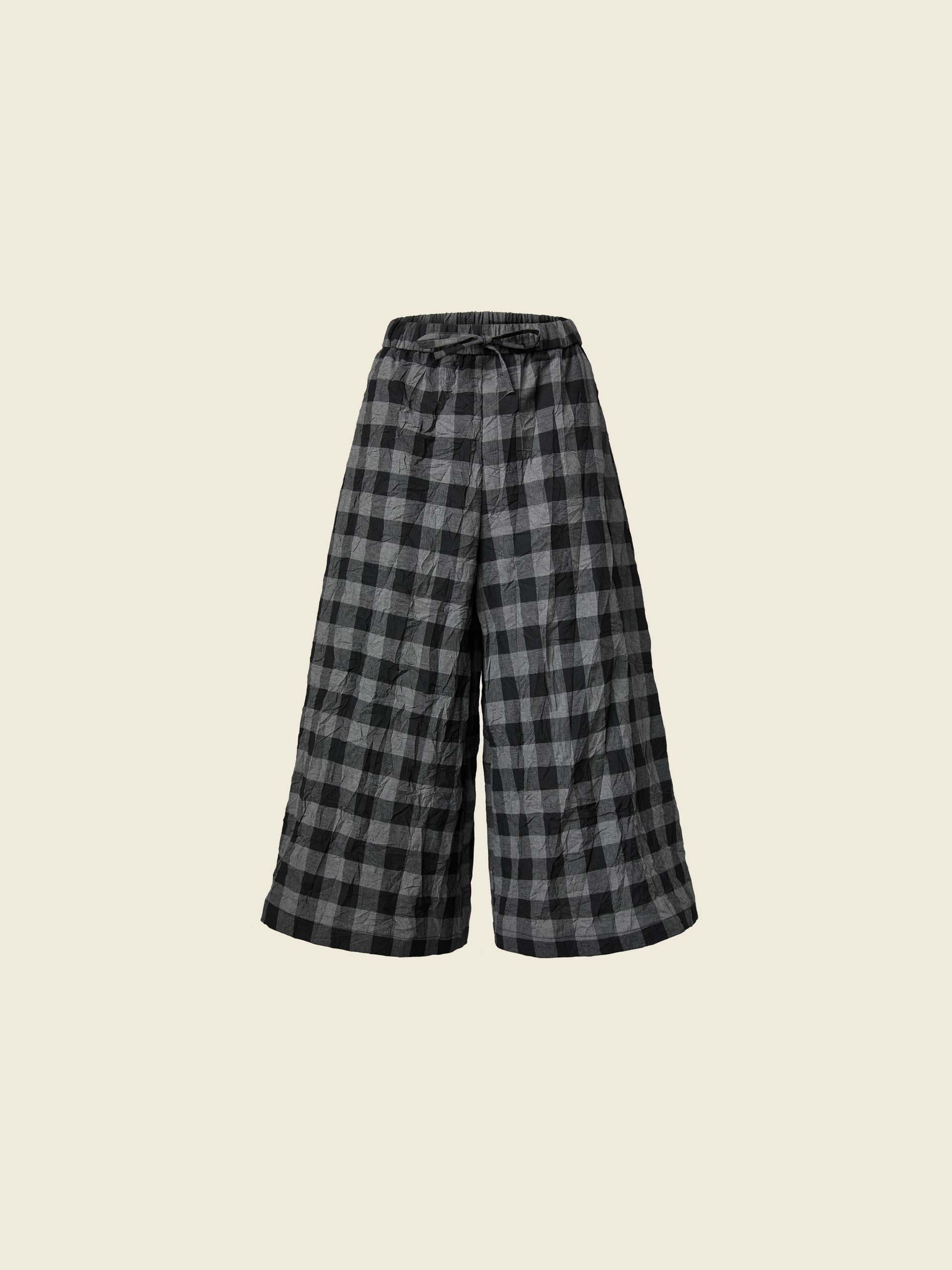 WIDE LEG TROUSERS IN CHECKED FABRIC