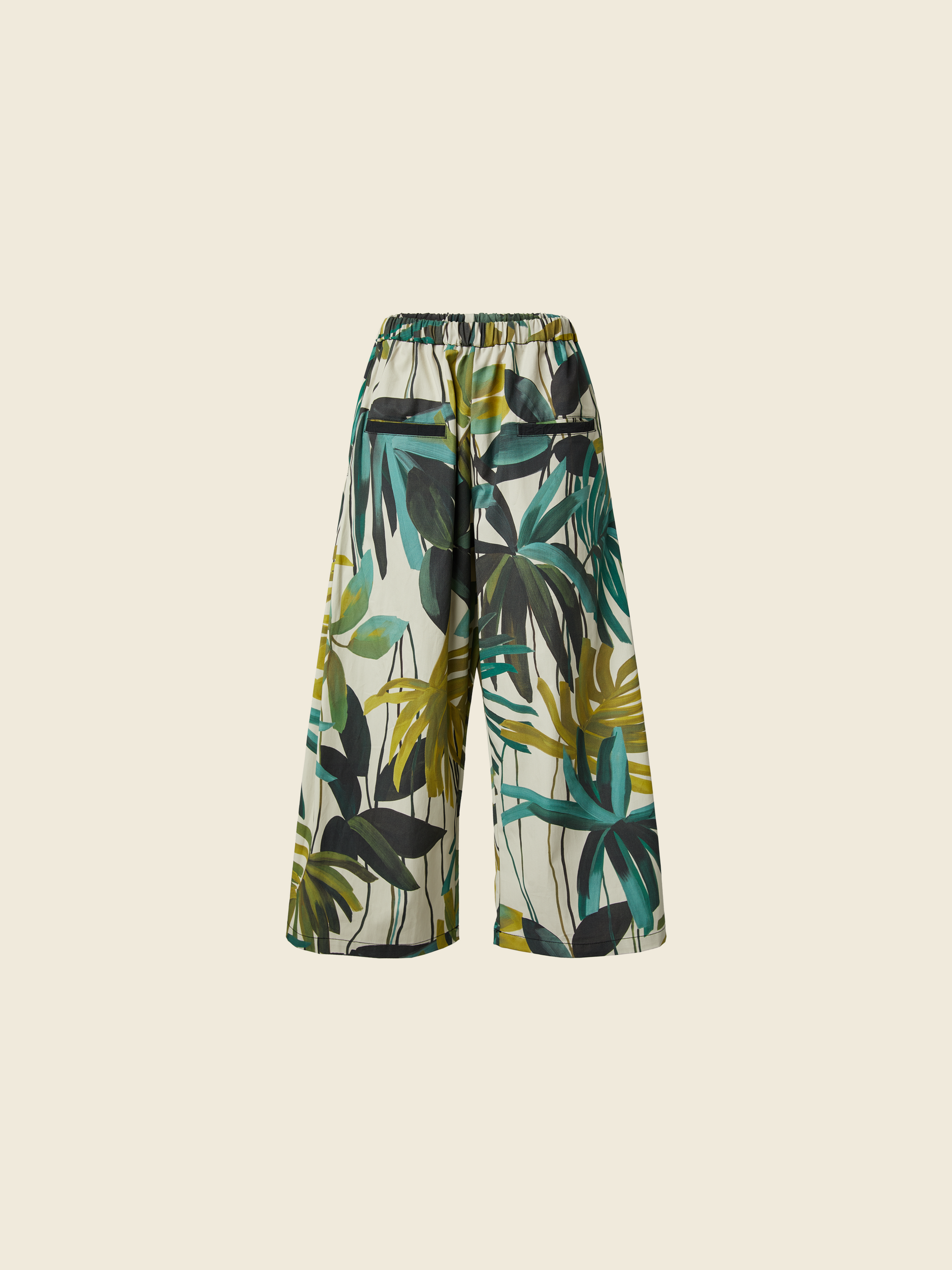 COTTON TROUSERS WITH EXOTIC FOLIAGE PRINT