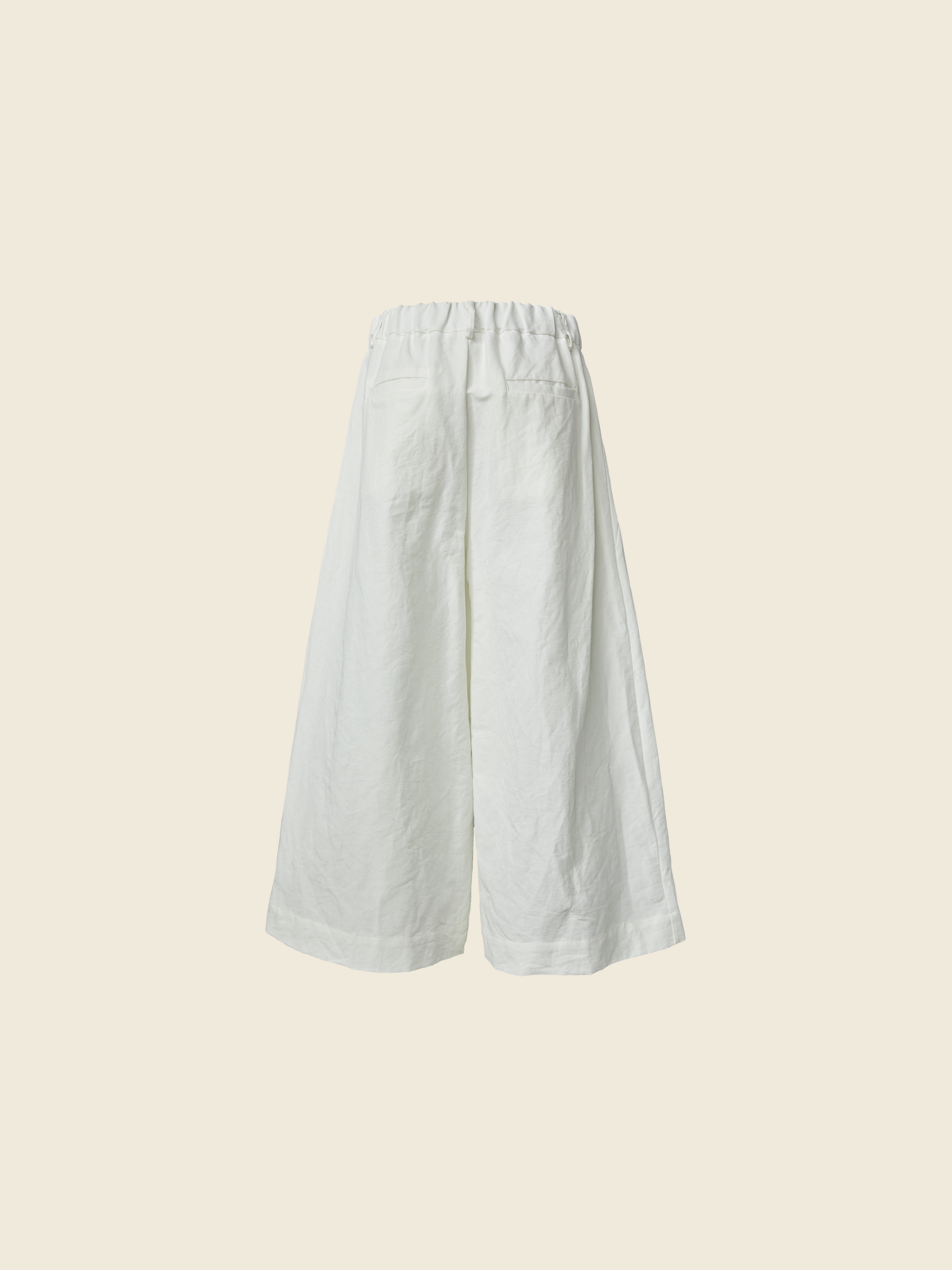 COTTON AND LINEN WIDE-LEG TROUSERS