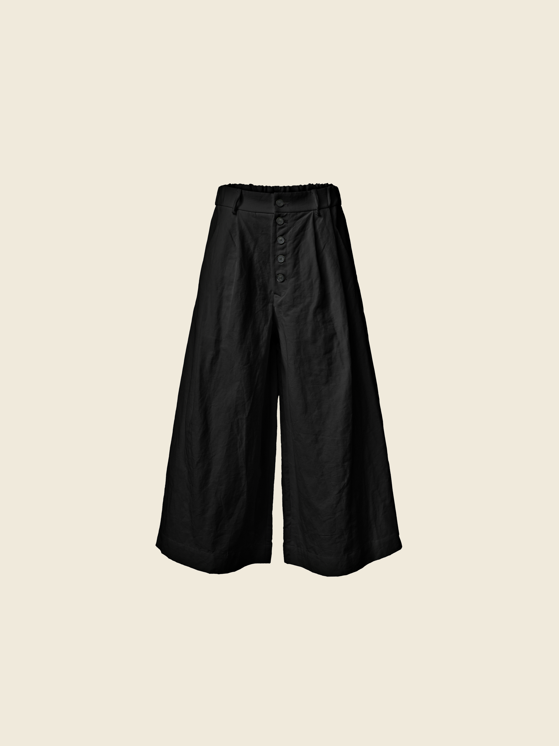 COTTON AND LINEN WIDE-LEG TROUSERS