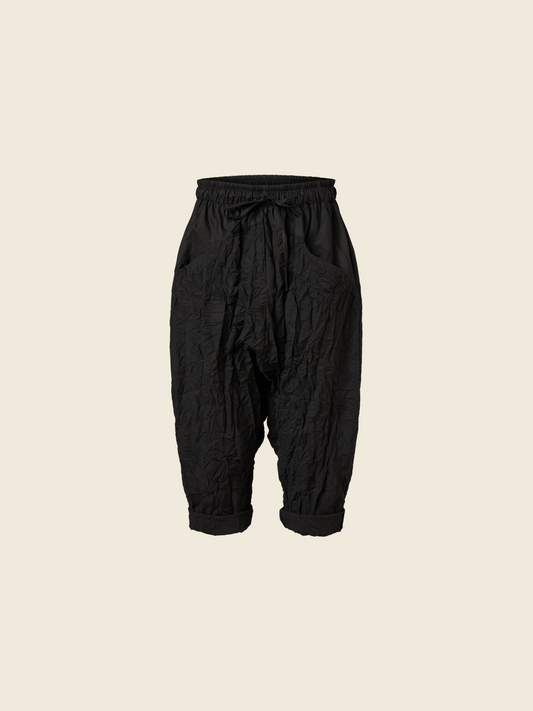 WRINKLED EFFECT TROUSERS WITH LOW CROTCH