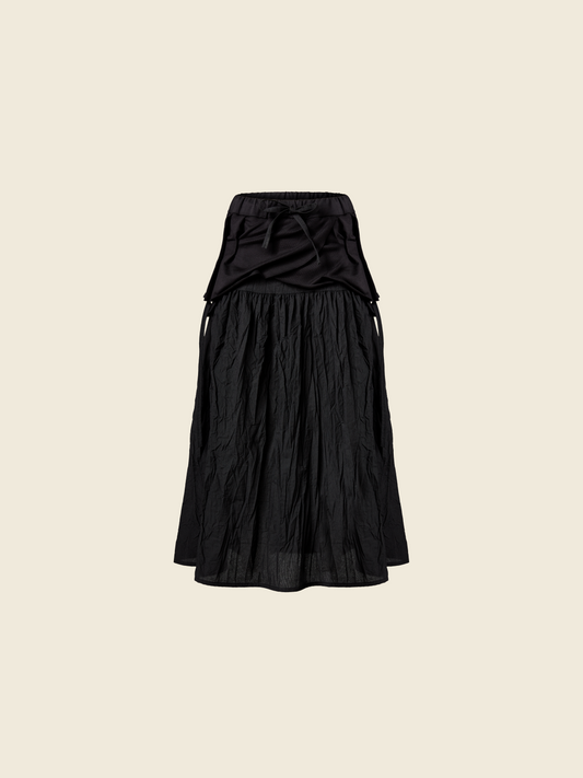 SKIRT IN WRINKLED EFFECT FABRIC WITH RUFFLE AT THE WAIST
