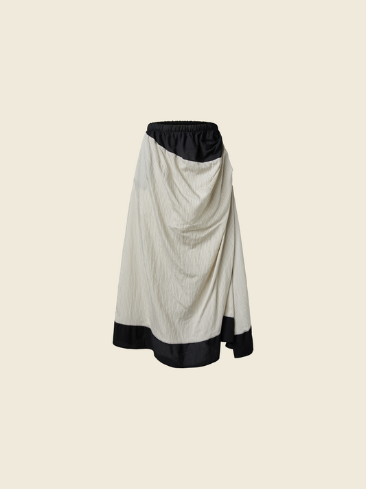 DRAPED SKIRT IN STRIPED FABRIC