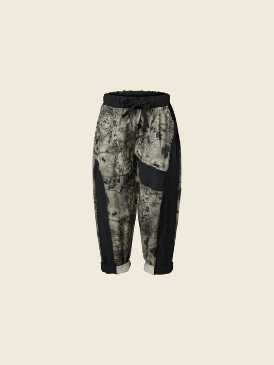 FLORAL TROUSERS WITH BLACK INLAYS