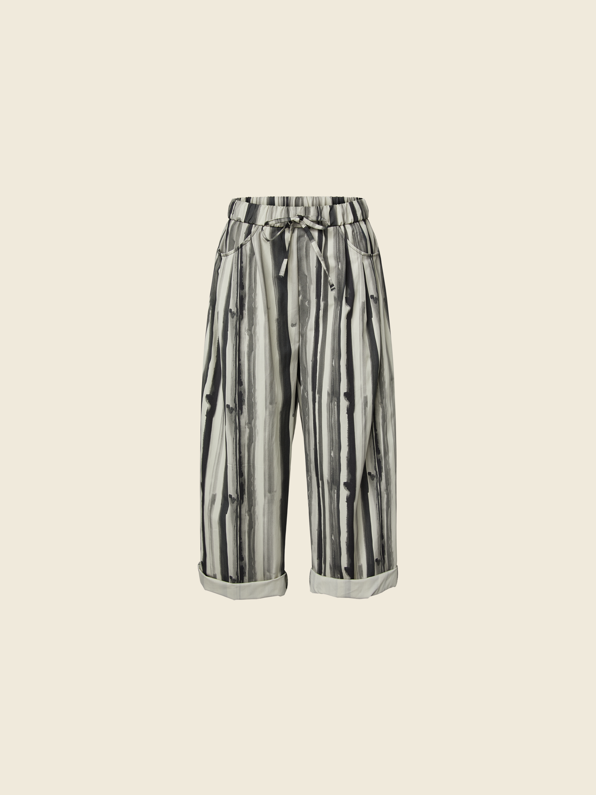TROUSERS IN BRUSHSTROKE STRIPES PRINT